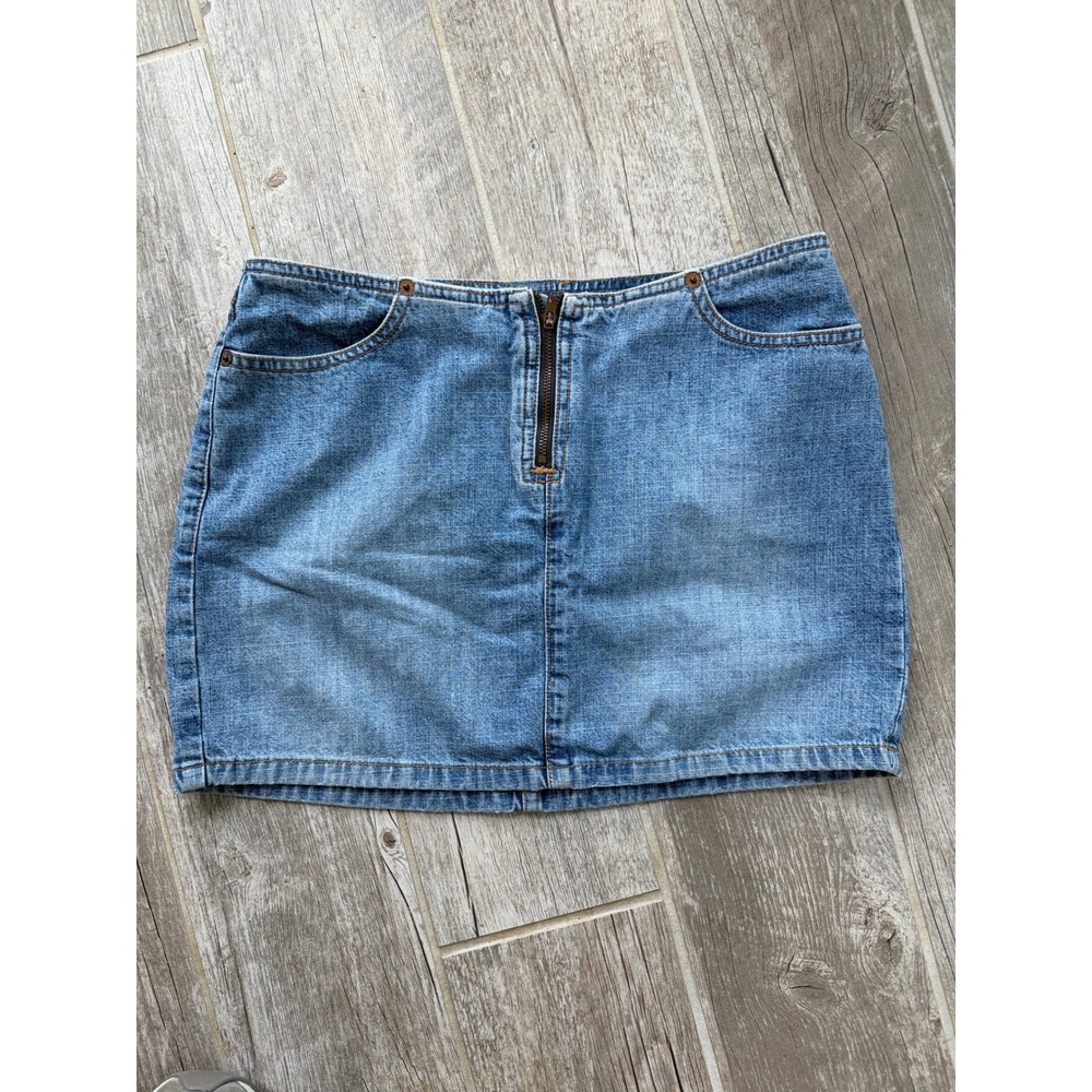Guess Denim Mini Skirt Womens 28 Blue Vintage 90s Made USA Zip Front